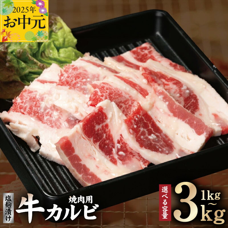 【ふるさと納税】牛カルビ 焼肉用 塩麹漬け 合計 1kg / 1.5kg / 2kg / 2.5kg / 3kg 味付け 小分け 焼くだけ 簡単調理 BBQ 牛肉 肉 牛 お肉 カルビ 焼肉 塩麹 柔らかい 便利 晩酌 おつまみ お取り寄せ お取り寄せグルメ 大阪府 泉佐野市 送料無料 肉の泉佐野