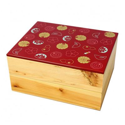 ふるさと納税 海南市 Njeco汎和菓子蒔絵二段重箱　赤