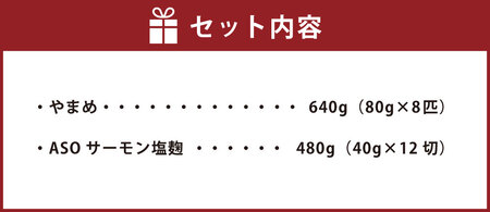 阿蘇から届く かわべの湧水やまめ 640g（内臓処理済8匹）と かわべのASOサーモン塩?仕立て 480g（40g×12切）やまめ サーモン 熊本県 高森町