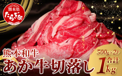 【 12月発送 】あか牛 バラ 切り落とし 1kg （500g×2）12月23日迄受付 【 熊本県産 あか牛 牛肉 バラ 大容量 肉 熊本産 国産牛 和牛 赤身 ヘルシー 多良木町 牛肉 】046-0637-12