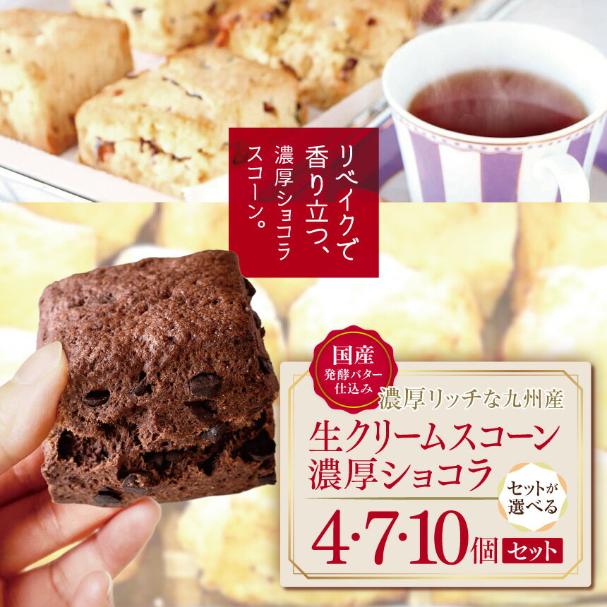 【ふるさと納税】国産発酵バター仕込み濃厚リッチな九州産生クリームスコーン 濃厚ショコラ 選べる 内容量 4個 ～ 10個 セット | お菓子 菓子 おかし 洋菓子 焼き菓子 イギリス菓子 ショコラスコーン チョコスコーン おやつ デザート スイーツ 手作り 大分県 中津市