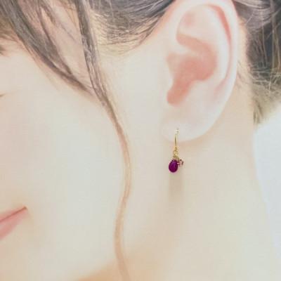 ふるさと納税 小山市 天然石ルビーとスワロフスキーのピアス |  | 01