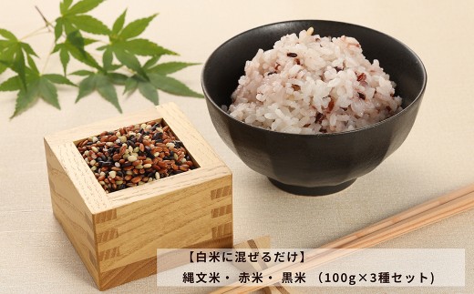 【白米に混ぜるだけ】縄文米・ 赤米・ 黒米 （各100g×3種セット）（しだれ桜とナリエの里 四美）【南ひだヘルスファーム】【岐阜県下呂市産 米 もち米 下呂市 古代米 もちもち モチモチ 】
