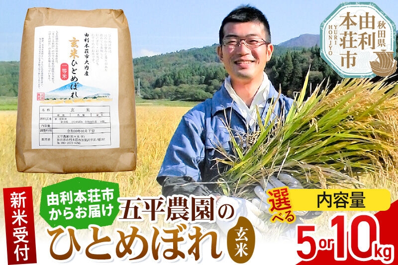 
                  《令和8年産 新米受付》【玄米】ひとめぼれ【選べる容量 5kg／10kg】秋田県産 五平農園のひとめぼれ 《11月下旬～12月下旬発送予定》 [ひとめぼれ 新米受付 米 お米 こめ 玄米 ブランド米 食卓 おにぎり 秋田県産 秋田県 由利本荘市]
                