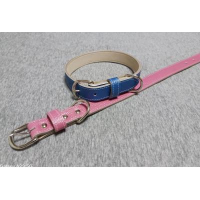 ふるさと納税 豊能町 ペット用品(首輪) 牛革シボ型押しラメカラー・ピンク首輪#30 |  | 01