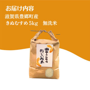 田中さんちのおいしいお米　きぬむすめ5kg（無洗米）　令和7年産