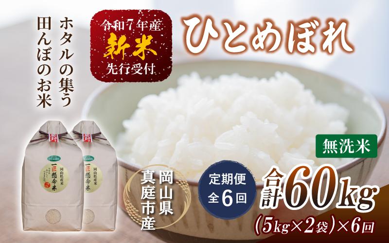
                  ＜定期便全6回＞ 令和7年産 真庭市産 ひとめぼれ 無洗米 10kg(5kg×2袋)×6回 / お米 岡山県 米 ひとめぼれ 人気 2025年産 【tkns-tkb011-cho】
                