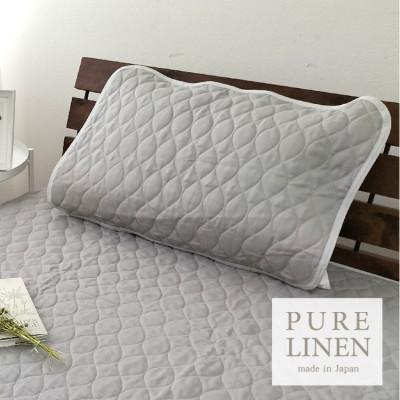 ふるさと納税 岸和田市 【Mサイズ 43×63cm】艶やかリネン100%枕パッド1枚  グレー LIN-4363-GY