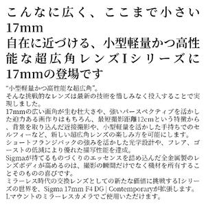 SIGMA 17mm F4 DG | Contemporary【Lマウント】（ブラック）
