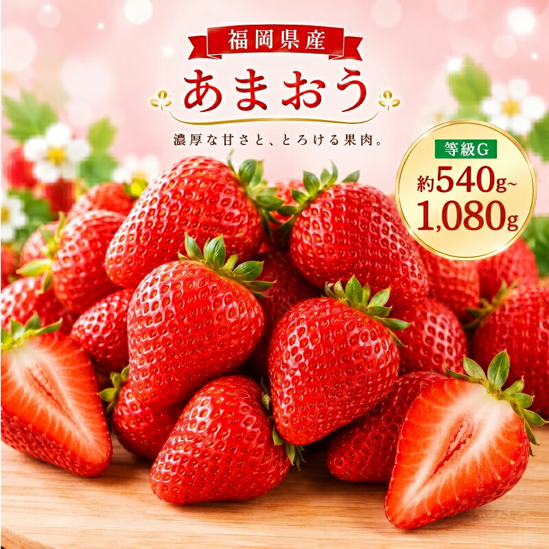 【ふるさと納税】あまおう 等級G 約540g(2パック)/約1.08kg(4パック) 選べる内容量 1パック約270g 先行受付 事前予約 いちご 苺 フルーツ 果物 福岡県産 冷蔵 送料無料【2027年2月上旬～3月下旬に順次発送予定】