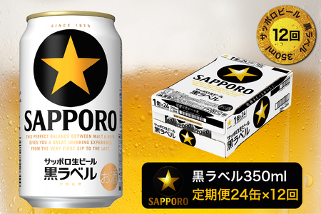 T0002-1512d　【定期便 12回】黒ラベルビール 350ml×1箱(24缶)【定期便】