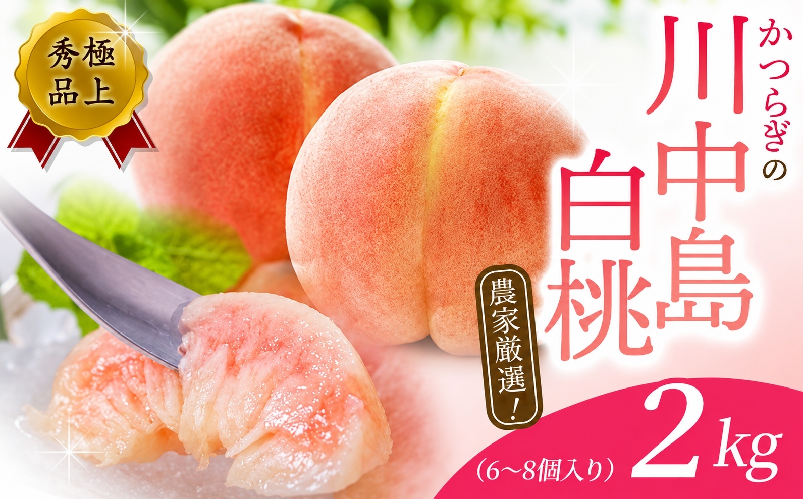 先行予約！【モモ】川中島白桃　2kg 6～8個入 【秀品】 / こだわり 農家厳選  もも フルーツ 果物 くだもの 食品 人気 おすすめ 送料無料 ※2027年7月末頃～8月末頃に順次発送予定（お届