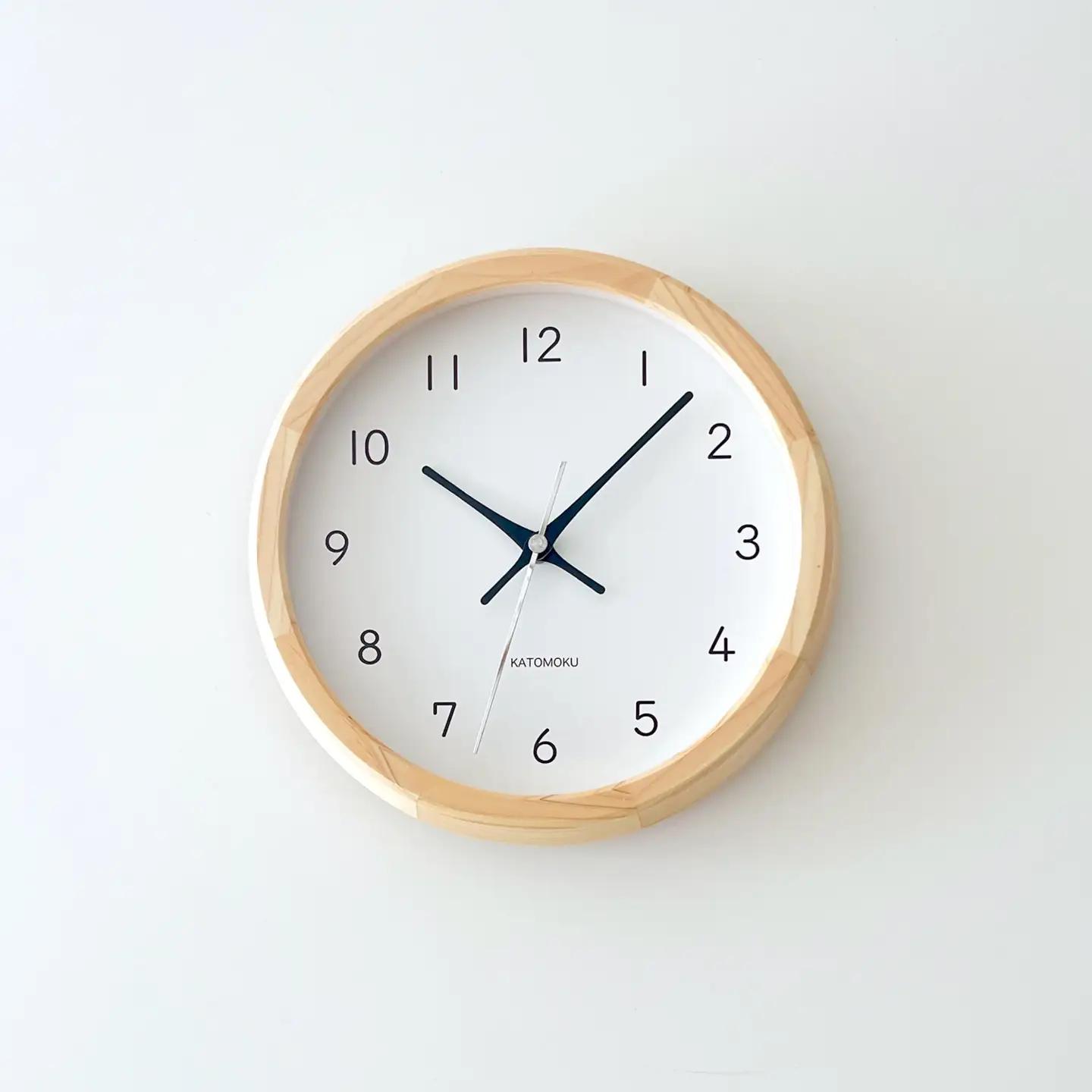KATOMOKU muku clock 木製掛け時計（ヒノキ）km-130HI