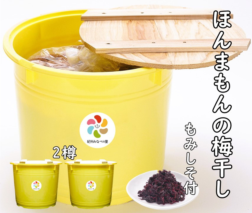 
紀州南高梅ほんまもんの梅干し（塩分20％）Ａ級品2Lサイズ　10kg樽×2樽+もみしそ（750g） / 田辺市 紀州南高梅 南高梅 梅干 梅 しそ Ａ級品 樽入り【mry010-2】
