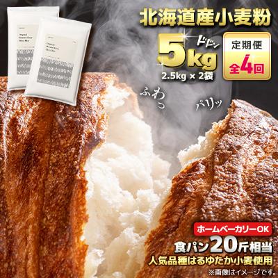ふるさと納税 室蘭市 【毎月定期便】北海道産はるゆたかブレンド小麦　シルバーライズ　パン用強力粉 5kg全4回