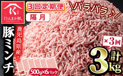 
										
										s582-B 【隔月・定期便3回】鹿児島うんまか豚ミンチ(計9kg・500g×6P×3回)【肉の寺師】
									