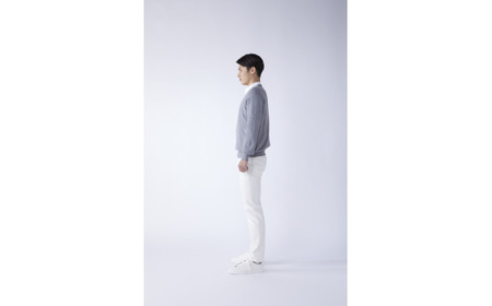 日本製 カシミヤ100% Vネック ライトグレー 2Lサイズ [2513]