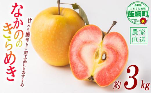 りんご なかののきらめき 3kg やまじゅうファーム 沖縄県への配送不可 2025年11月下旬頃から2025年12月中旬頃まで順次発送予定 令和7年度収穫分 信州の環境にやさしい農産物 減農薬栽培 長野県 飯綱町 [1540]