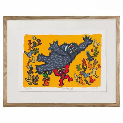 ふるさと納税 松田町 田島征三のシルクスクリーン版画「金太郎ガンバレ」