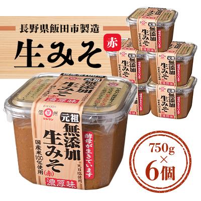 ふるさと納税 飯田市 長野県飯田市製造の生みそ(赤) 750g×6個