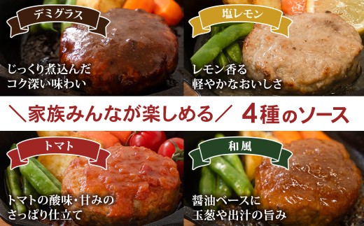  ◎無添加◎ 4種のハンバーグ 食べ比べ ローズポーク使用 詰合せ 国産 特製ソース 4個 個包装  ハンバーグ 冷凍 小分け 簡単 詰め合わせ はんばーぐ 惣菜 ソース付 ジューシー 弁当 特製 人