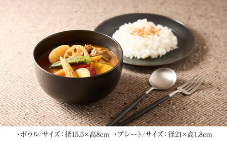 【美濃焼】 miyama.のカレーのうつわ スープのカレー皿 2点セット 鉄釉 瑞浪市 / ミヤマプランニング 食器 皿 ボウル [AZCM060]