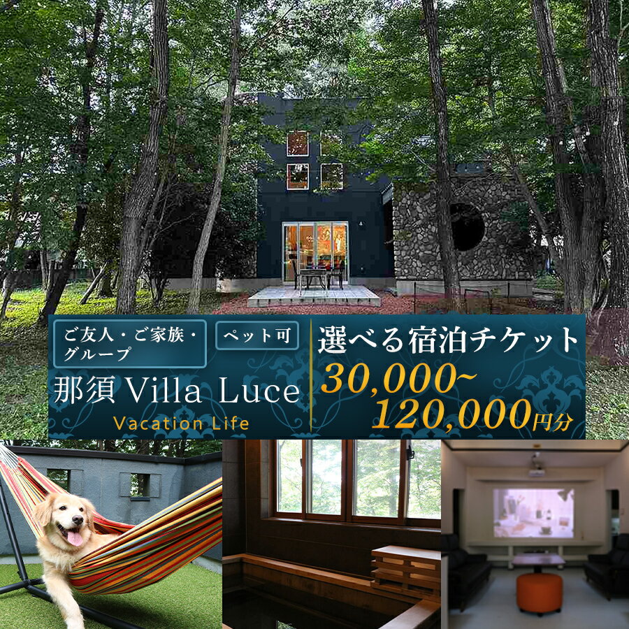 【ふるさと納税】 【選べる宿泊チケット】【ご家族・ペットと一緒に！一棟貸切ヴィラ】宿泊チケット 栃木県 那須塩原市 宿泊 宿泊券 旅行チケット 温泉 ヴィラ コテージ ペット同伴 ペット可 犬と泊まれる宿 家族旅行 カップル BBQ付き ドッグラン 自然体験 送料無料