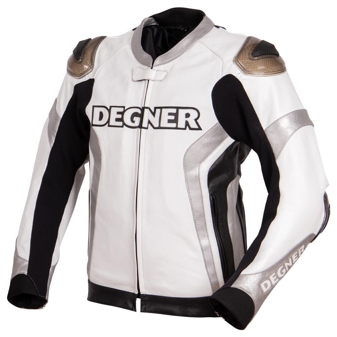 【デグナー】レーシングジャケット ホワイト-シルバー〈XLサイズ〉22WJ-6［ 京都 八王子 バイクギア ジャケット 人気 おすすめ 革 レザー ツーリング ライダー バイカー バイク ブランド メーカー ギア パーツ ］