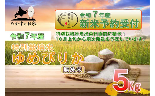【令和7年産】 ゆめぴりか （無洗米） 北海道 米 を代表する人気の品種 5kg 【2025年10月上旬発送開始】 北海道 鷹栖町 たかすのお米 米 コメ こめ ご飯