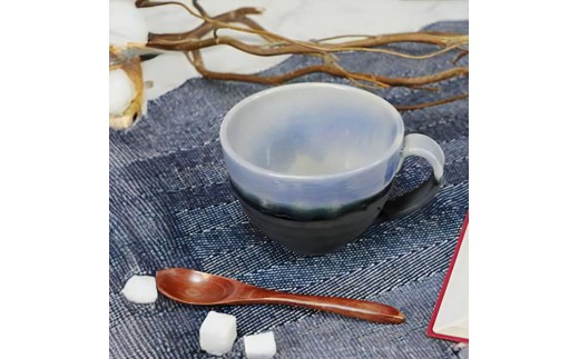 
            信楽焼 陶器製 丸型スープカップ (ブルーベリー)
          