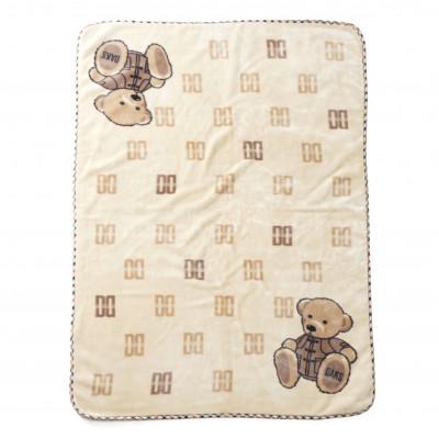 ふるさと納税 泉大津市 【日本一の毛布の町】DAKS Bear アクリルマイヤーハーフケット(毛羽部分) 　ベージュ |  | 02