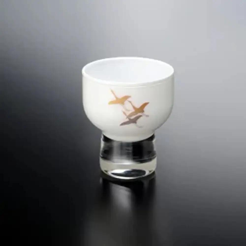 みよし漆器本舗 紀州塗り ぬりもん de Verre 盃 蒔絵 千羽鶴 白 70ml