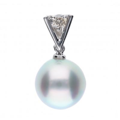 ふるさと納税 神戸市 【星影】ウルトラスカイブルー 無調色 アコヤパール ダイヤモンド PT900 ペンダントトップ