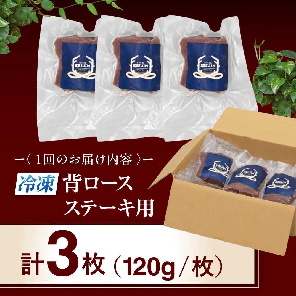 【全2回定期便】鹿肉 背ロース 3枚  ジビエ 赤身 冷凍配送 北海道 [AJAO027]