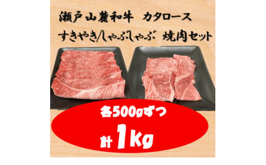 瀬戸山麓和牛カタロース　すきやき/しゃぶしゃぶ、焼肉セット計1kg【1531947】