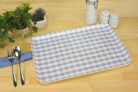 【ブルー×イエロー2枚組】タツクラフト ST ランチョン トレー L 39cm ミルキー チェック 