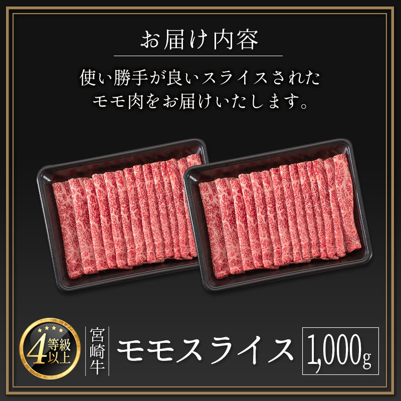 ＜配送月が選べる!!＞数量限定  宮崎牛 モモスライス 1,000g 肉質等級4等級 国産 人気 おすすめ【C437-S】_イメージ4