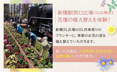 新橋駅西口広場(SL広場)花壇の植え替え(体験型ワークショップ)
