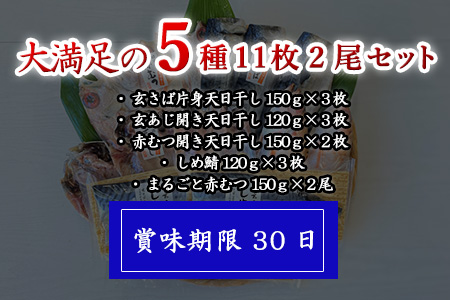 玄あじ玄さば釣り赤むつとしめ鯖のご馳走セット 5種11枚2尾 セット 干物 しめ鯖 まるごと おかず ギフト 昭徳