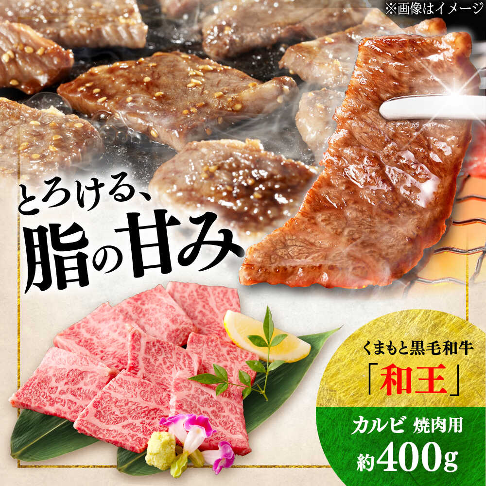 【ふるさと納税】くまもと 黒毛和牛 和王 カルビ 焼肉用 約400g（約400g×1P）【菊池地域農業協同組合】[AYBR022]