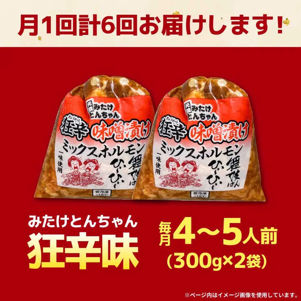【6回定期便】 「元祖みたけとんちゃん」 狂辛 味噌漬け ミックスホルモン 2袋 [AVAA065]おつまみ 定期
