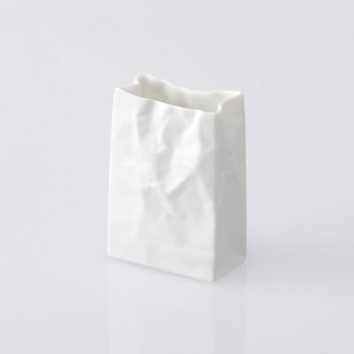 ふるさと納税 瀬戸市 【瀬戸焼】ニュークリンクルスーパーバッグ#4 花器 ホワイト【セラミック・ジャパン】 |  | 01