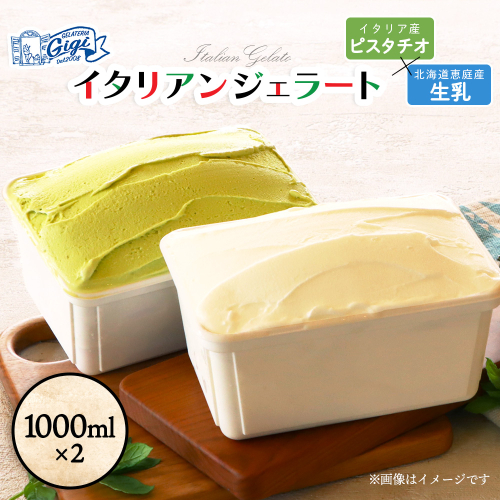 【味違いセット】ジェラテリアGigiのイタリアンジェラート 1000ml×2『ピスタチオ×生乳』【430145】