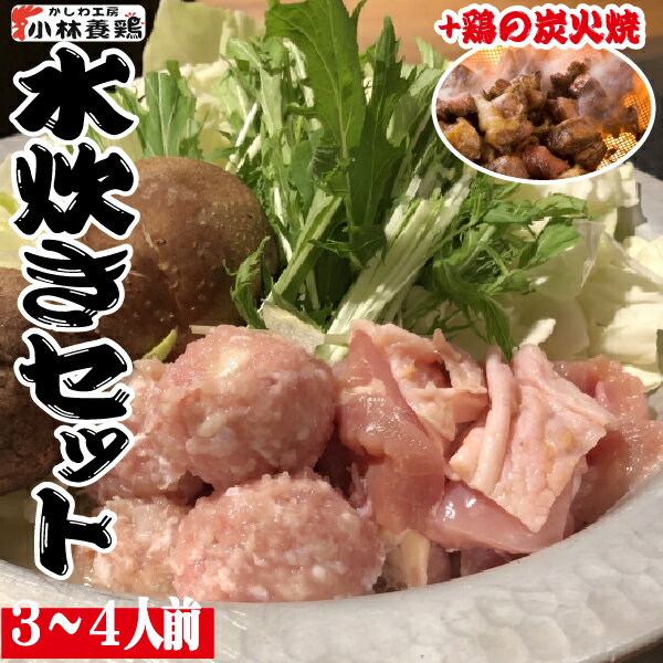 【ふるさと納税】【テレビで紹介！元祖ざる焼き小林養鶏】新鮮朝挽き県産鶏のコラーゲンが詰まった水炊きセット（3~4人前）（国産 鶏 鶏肉 モモ 小分け 人気 鍋 水炊き 冷凍 宮崎 小林市）