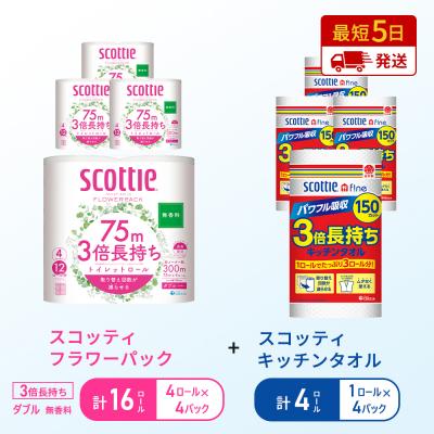 ふるさと納税 岩沼市 キッチンペーパー+トイレットペーパー無香料4P[No.5704-1762]