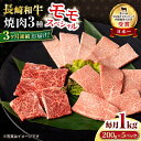 【ふるさと納税】【3回定期便】長崎和牛 モモ焼肉スペシャル 計1kg（モモ600g・肩ロース200g・カルビ200g） / 牛肉 モモ もも ロース ろーす 肩ロース カルビ かるび 焼肉 焼き肉 小分け 牛肉定期便 / 大村市 / おおむら夢ファームシュシュ[ACAA173]