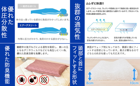 ＜ネイビー＞【エアー枕】全部洗える枕　エアーアスリート(R)枕_11-J207-na_(都城市) ネイビー 高反発 体圧分散性 3次元スプリング構造 快適な睡眠 ヘタりにくい 通気性 洗える
