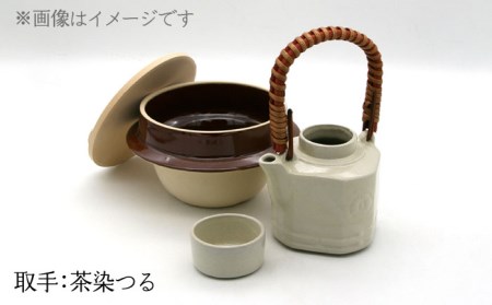 【美濃焼】高田焼 駅弁 容器 セット (白色) 茶染つる【まる忠】 土瓶 セット 美濃焼 高田焼 焼き物 お弁当 駅弁 炊き込みご飯 鉄道 釜飯 [TCN013]