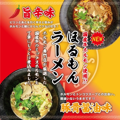 宇美ホルモン特製　ほるもんラーメン　とんこつ醤油・旨辛　6食セット【配送不可地域：離島】