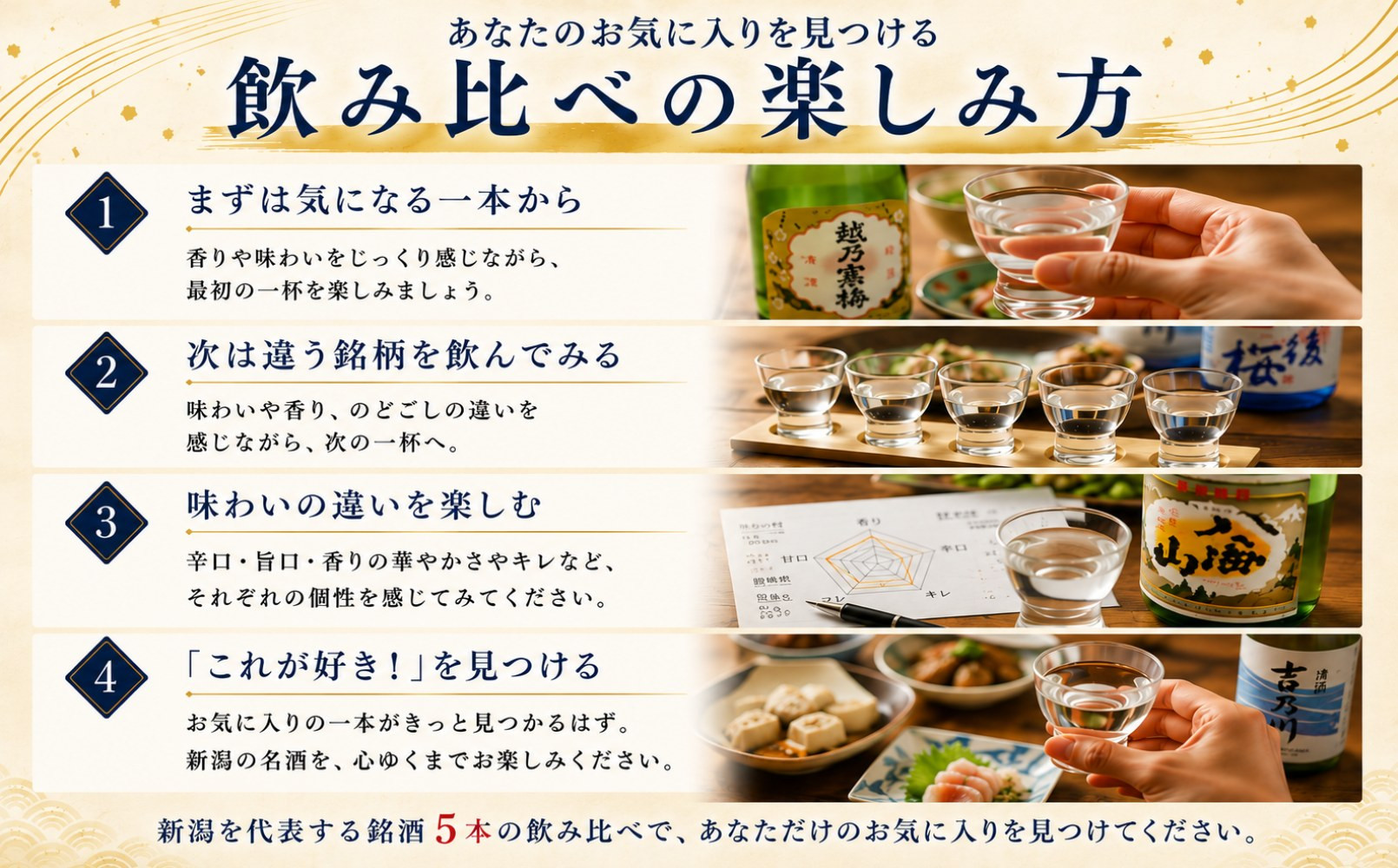 新潟の辛口飲み比べ！金賞受賞五蔵飲み比べセット 300ml 5本